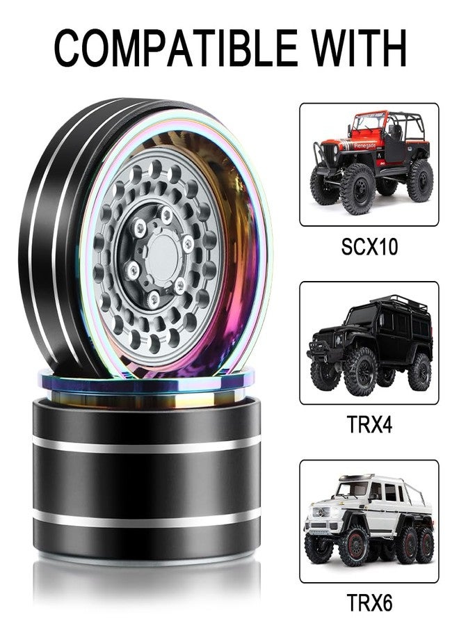 GLOBACT عجلات GLOBACT Rainbow 1.9 Beadlock قابلة للتعديل بإزاحة -10 مم / -13 مم، حافة ألومنيوم لسيارات TRX4 TRX6 Axial SCX10 FMS Redcat RC4WD Gmade 1/10 RC Crawler، قطع غيار للترقية (تيتانيوم) - Image 5